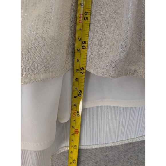 La Femme Sleeveless Maxi Dress Size 00 White Gold Gown Prom Wedding #28363 NWT - Picture 6 of 8